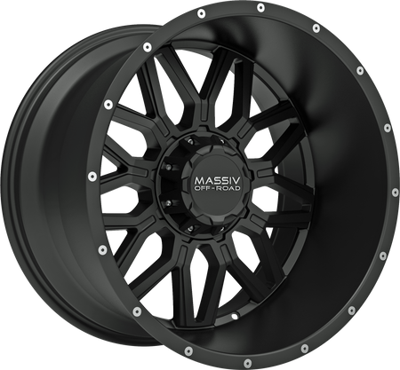 MASSIV OFF-ROAD Style OR2 22" x 10" Satin Black W/ Milled Rivets Wheels