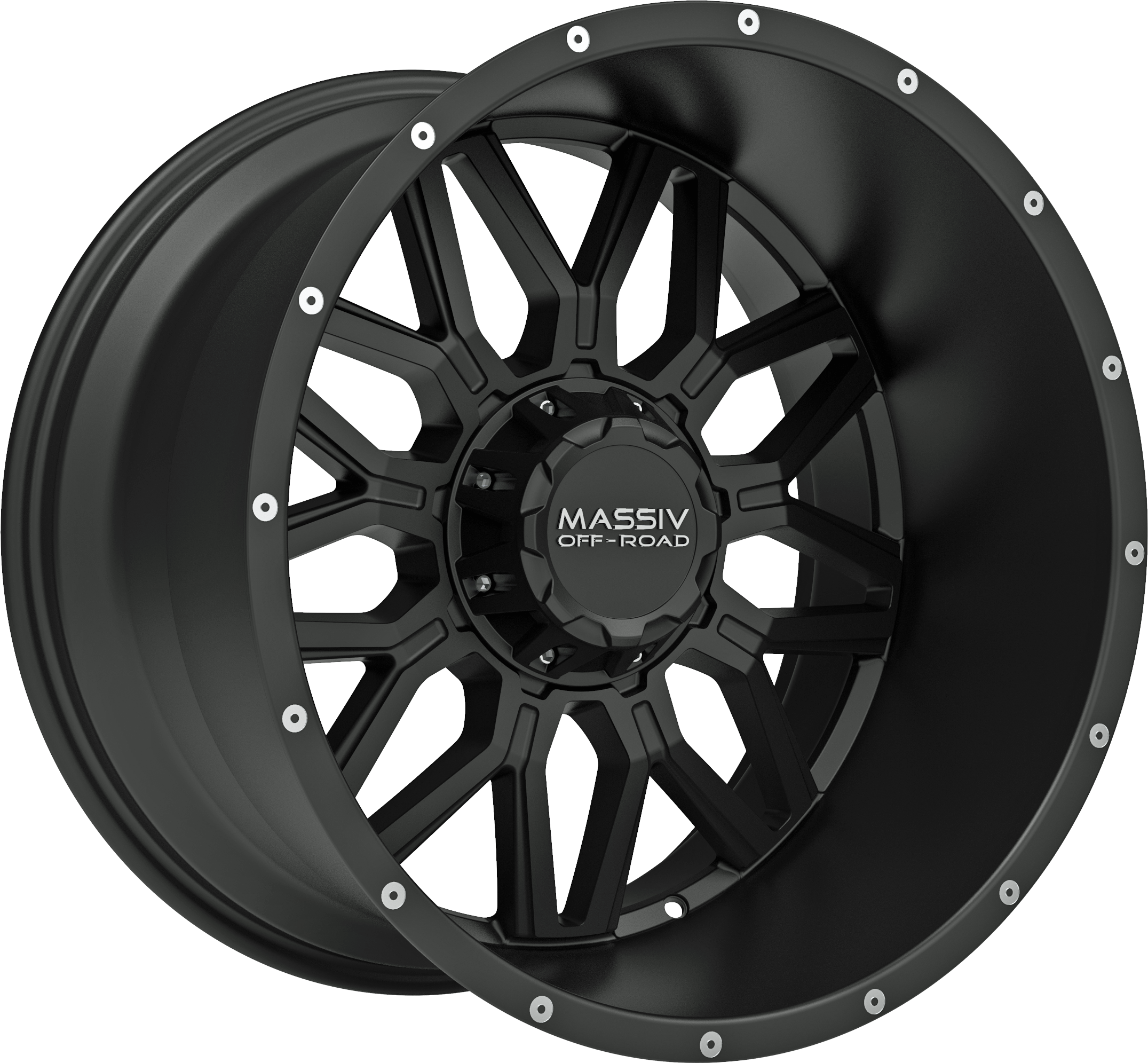 MASSIV OFF-ROAD Style OR1 20" x 10" Satin Black W/ Milled Rivets Wheels