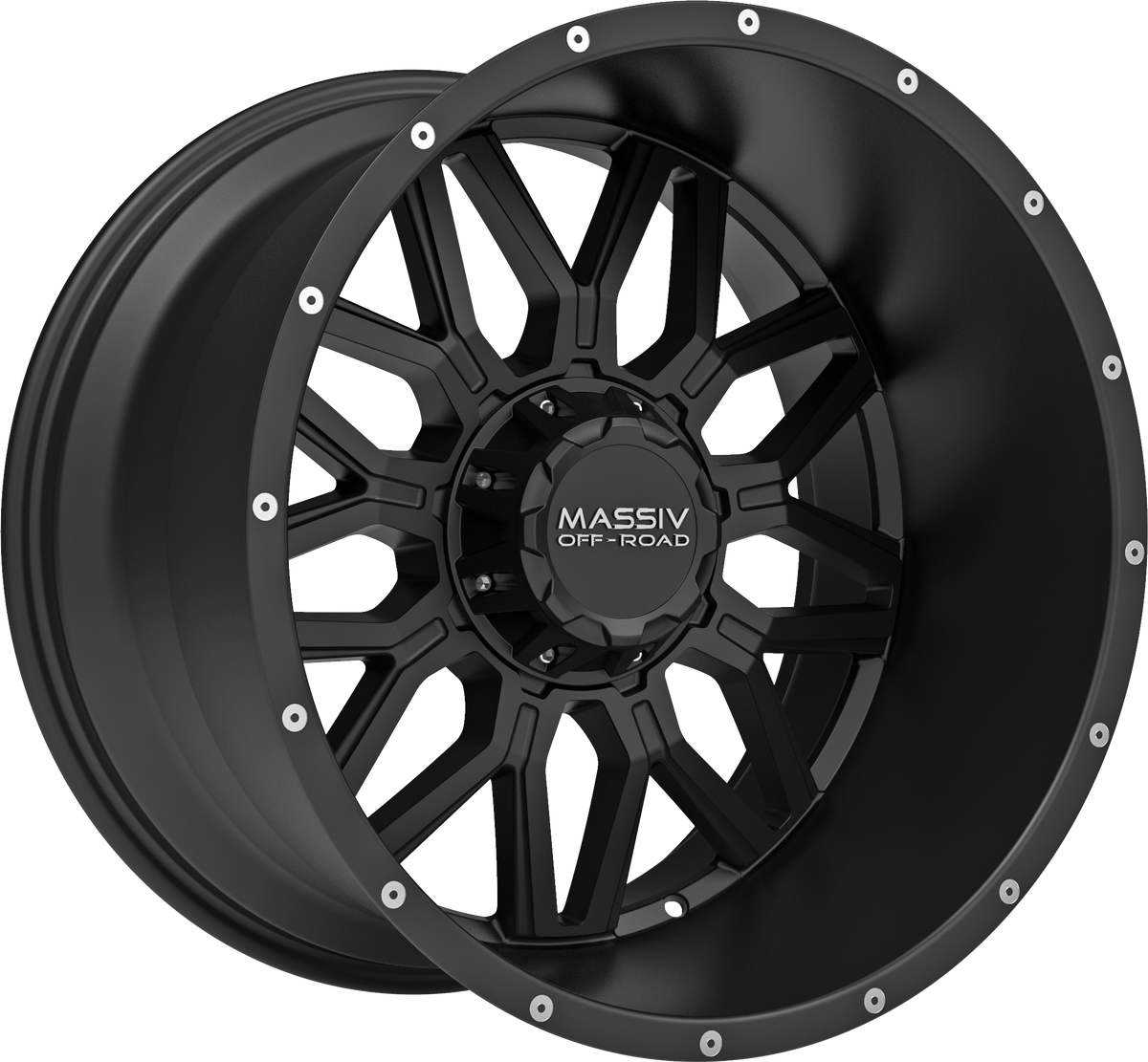 MASSIV OFF-ROAD Style OR1 20" x 10" Satin Black W/ Milled Rivets Wheels