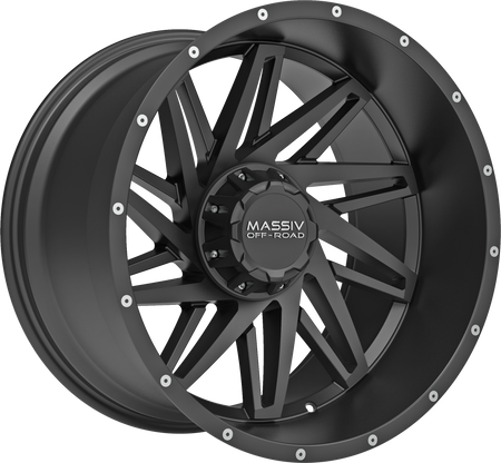 MASSIV OFF-ROAD Style OR3 20" x 10" Satin Black W/ Milled Rivets Wheels