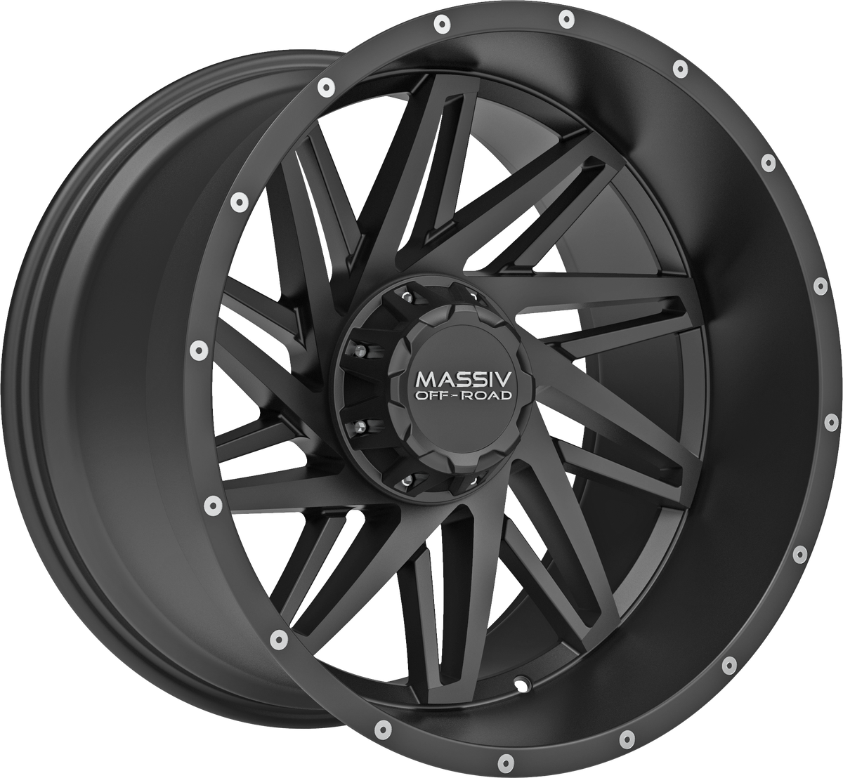 MASSIV OFF-ROAD Style OR3 20" x 10" Satin Black W/ Milled Rivets Wheels