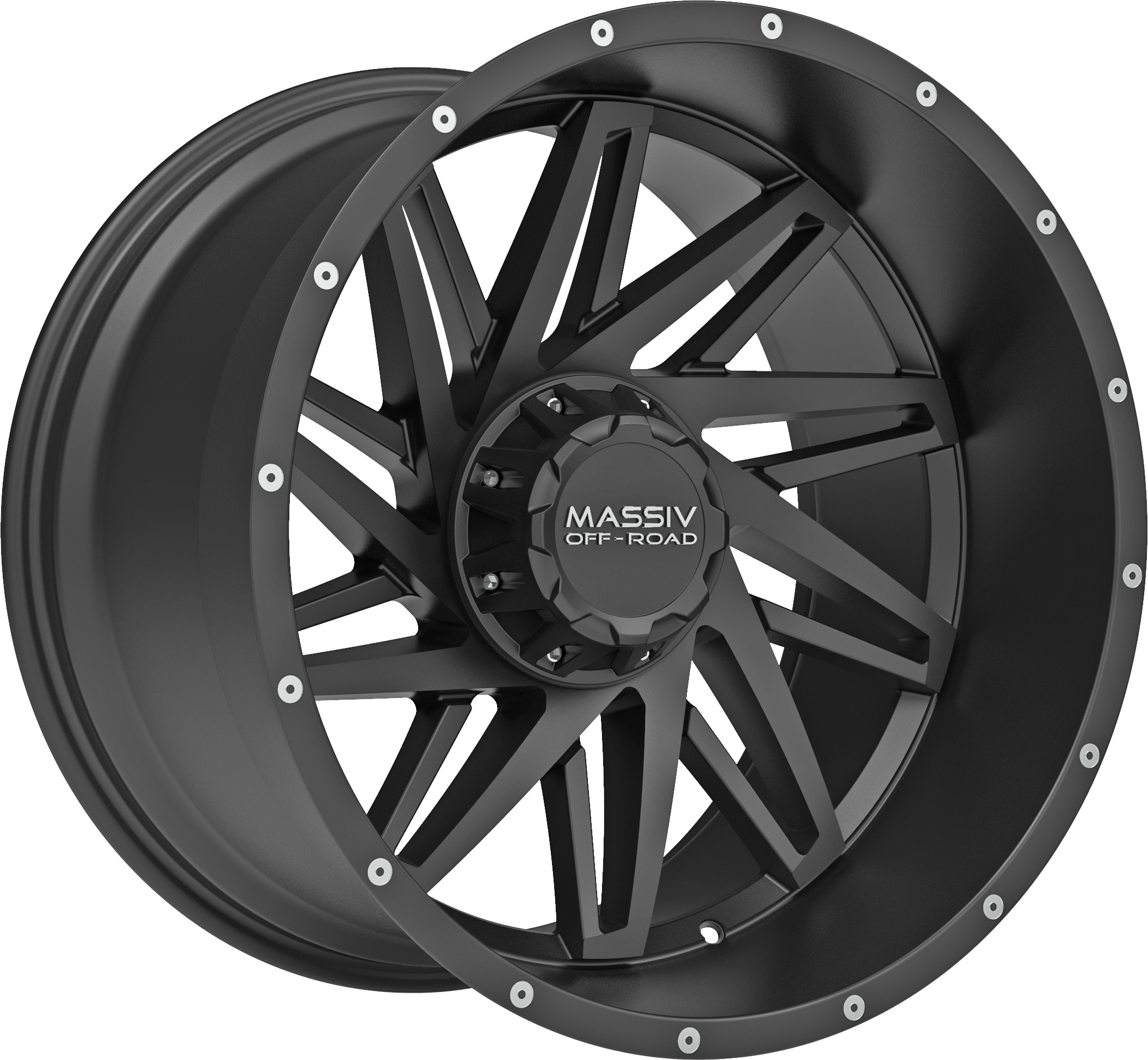MASSIV OFF-ROAD Style OR3 20" x 10" Satin Black W/ Milled Rivets Wheels
