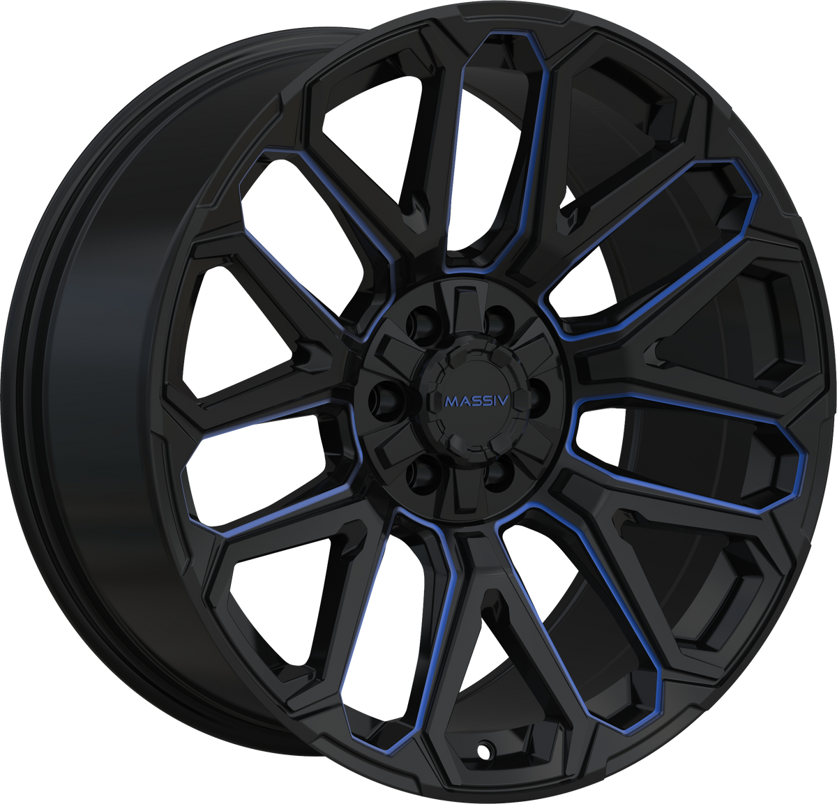 MASSIV OFF-ROAD Style OR5 20" x 9" Black And  Blue Milled Wheels