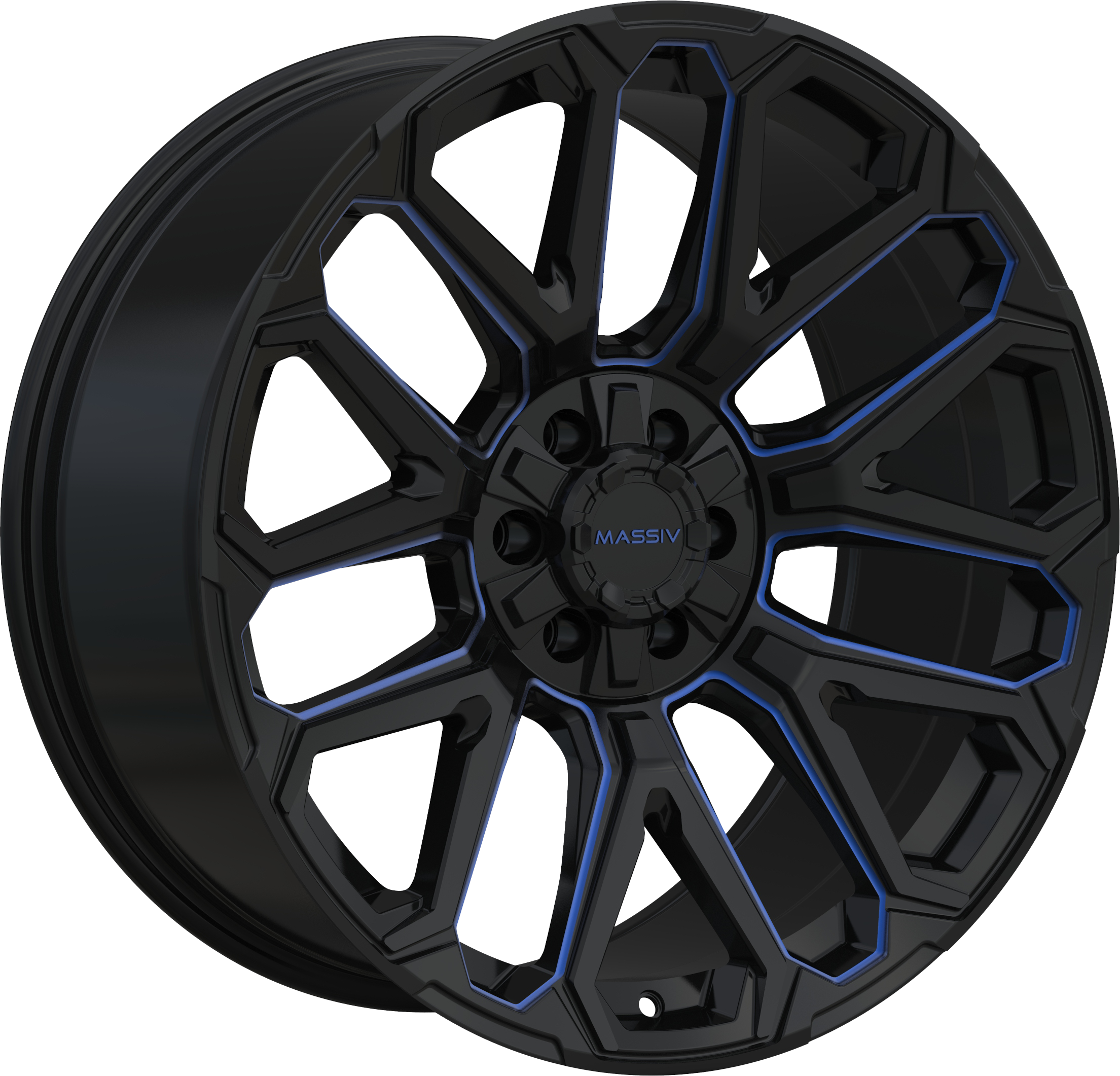 MASSIV OFF-ROAD Style OR5 20" x 9" Black And  Blue Milled Wheels