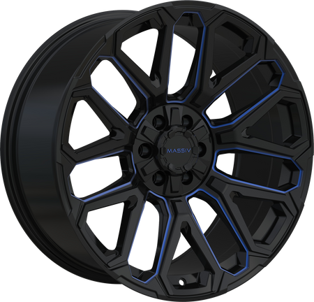 MASSIV OFF-ROAD Style OR5 20" x 9" Black And  Blue Milled Wheels