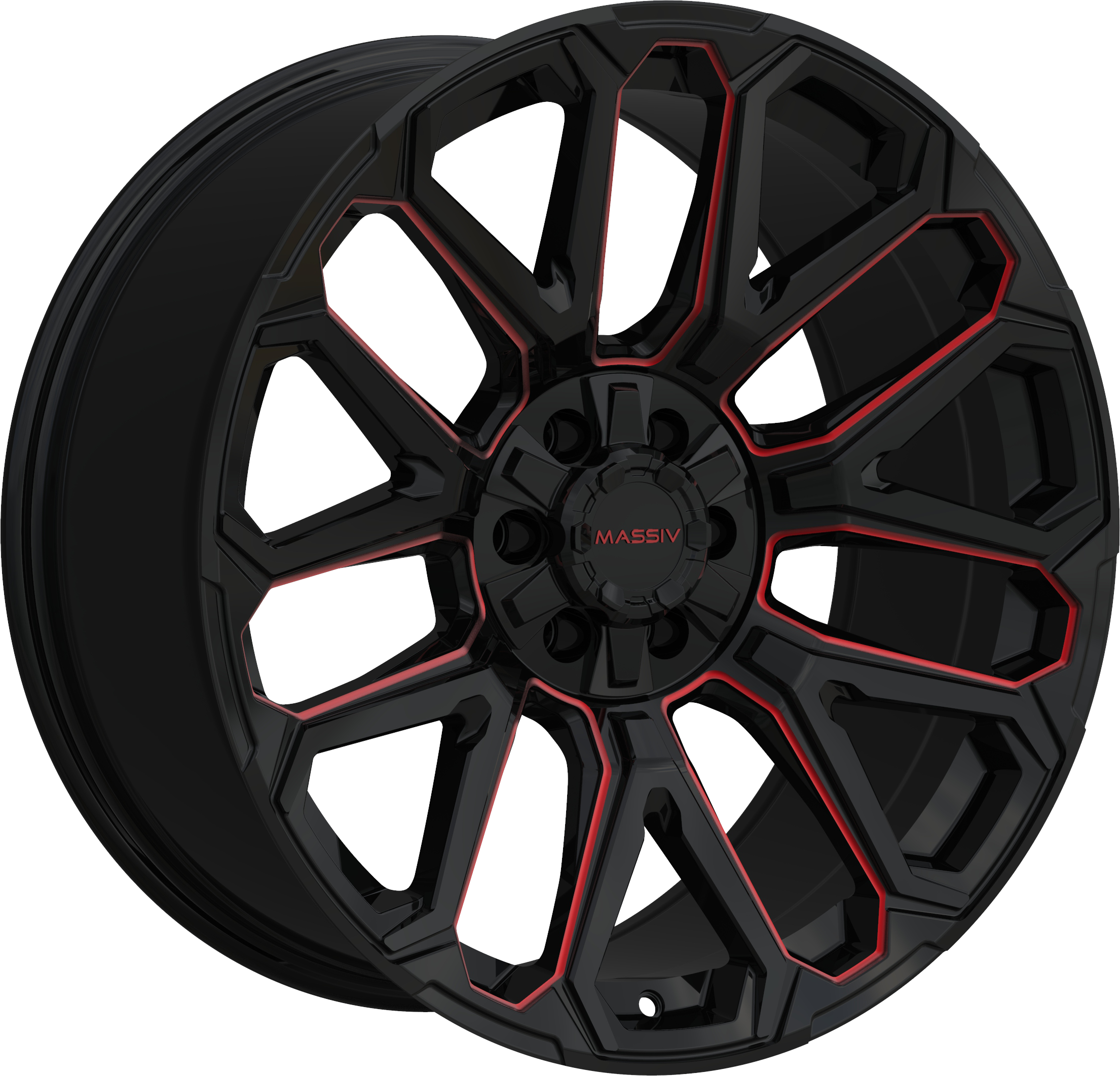 Massiv Off-Road Style OR5 Black And Red Milled 20" x 9"
